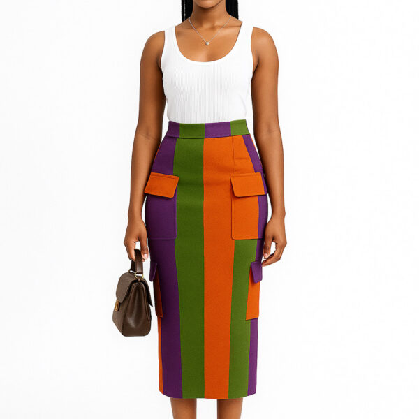 Dara Striped Cargo Skirt