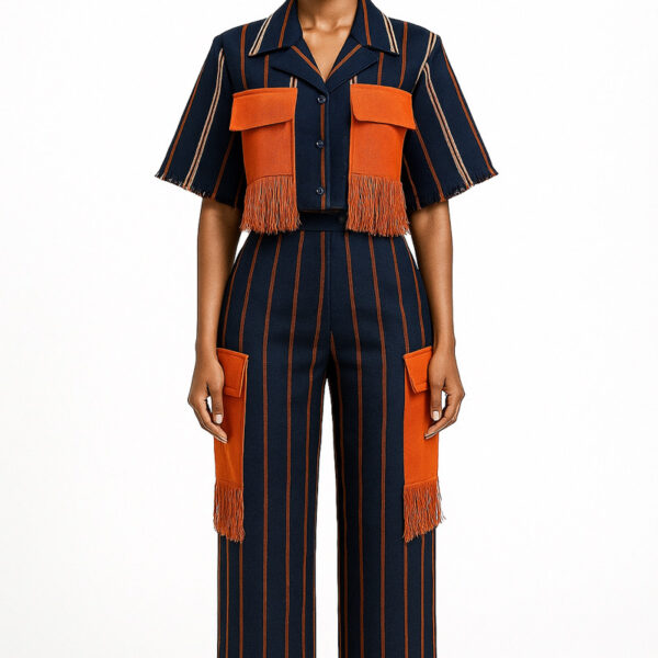 Àwòrán Striped Fringe Co-ord Set